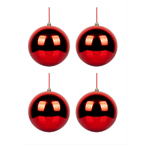 Yılbaşı Topları Asetat Kutulu Çam Ağacı Süsleri Kırmızı 8 cm