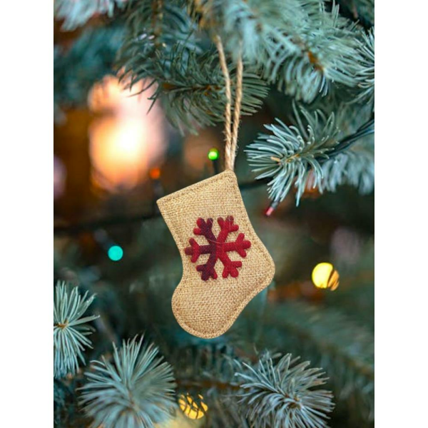 Yıldız - Çam Ağacı Figürlü Jüt Asılabilir Ağaç Süsü