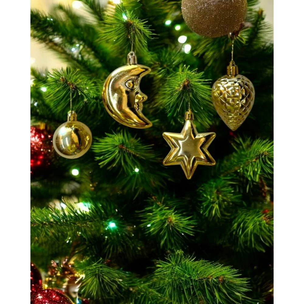 Yılbaşı Ağacı Süsleri Karışık Asılabilir Ağaç Süsü Gold 10'lu