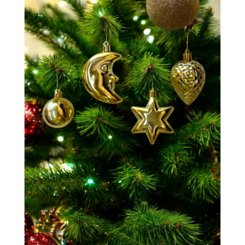 Yılbaşı Ağacı Süsleri Karışık Asılabilir Ağaç Süsü Gold 10'lu