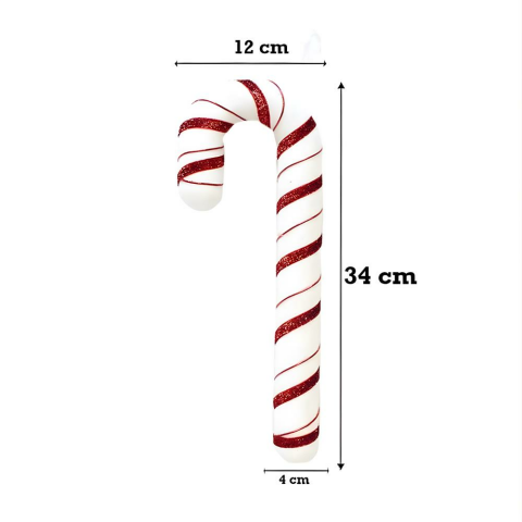 Yılbaşı Ağaç Süsü Baston Şeker Figürlü Dekoratif Süs 34 cm