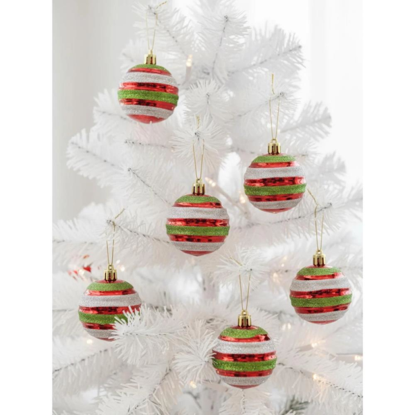 Yılbaşı Topları Kardan Adam Desenli Çam Ağacı Süsleri Kırmızı 6 cm 6'lı