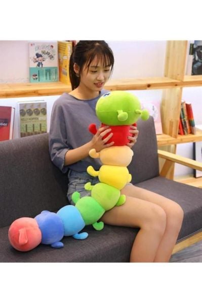 Renkli Tırtıl Peluş Renk Çok Renkli Boyut 110 cm Renkli Tırtıl Yastık