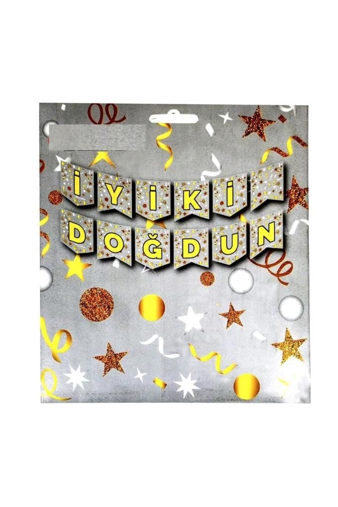 Büyük Boy Iyiki Doğdun Banner Uzar Yazı Gri