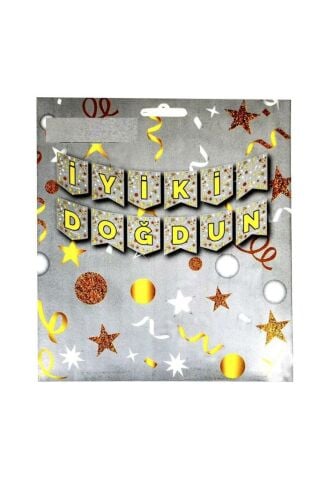 Büyük Boy Iyiki Doğdun Banner Uzar Yazı Gri