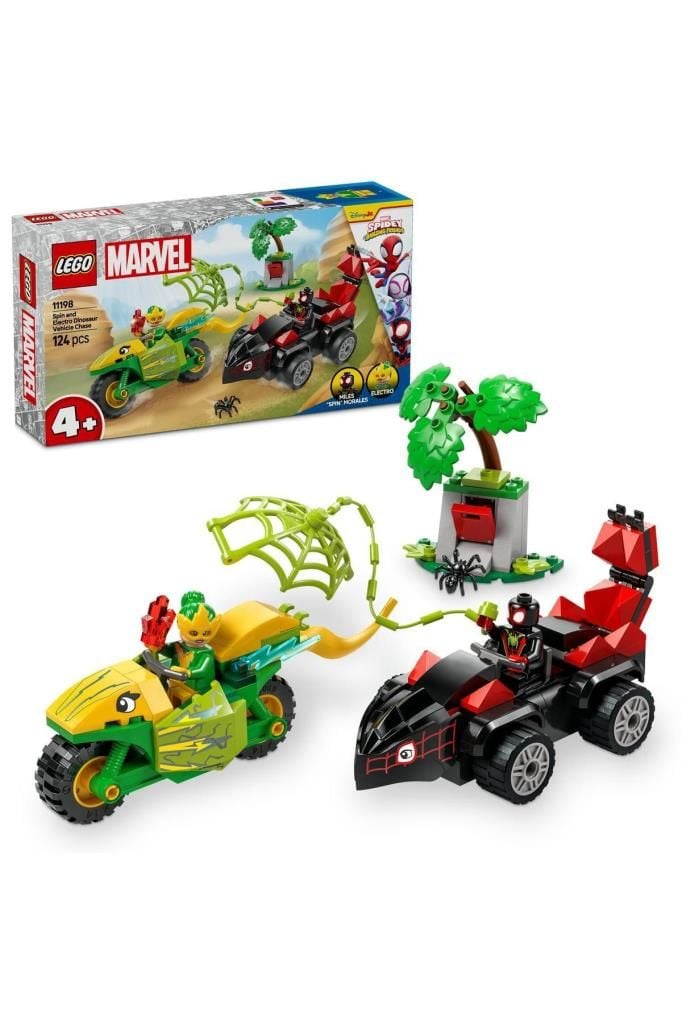 LEGO ® Marvel Spidey ve İnanılmaz Arkadaşları Spin ve Electro Dinozor Aracı Takibi 11198–Set( 124P)