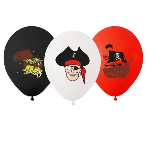 3+0 Korsan Baskılı 12inç Balon 8'Li