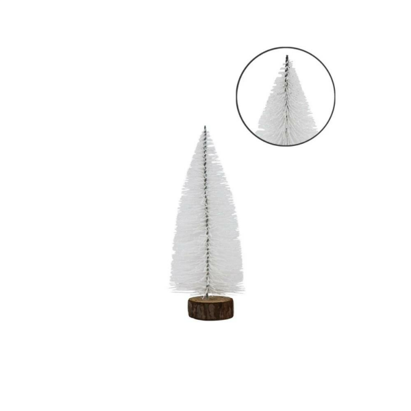 Mini Yılbaşı Ağacı Dekoratif Simli Çam Ağacı Beyaz 20 Cm