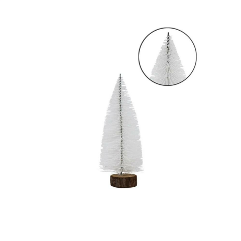 Mini Yılbaşı Ağacı Dekoratif Simli Çam Ağacı Beyaz 20 Cm