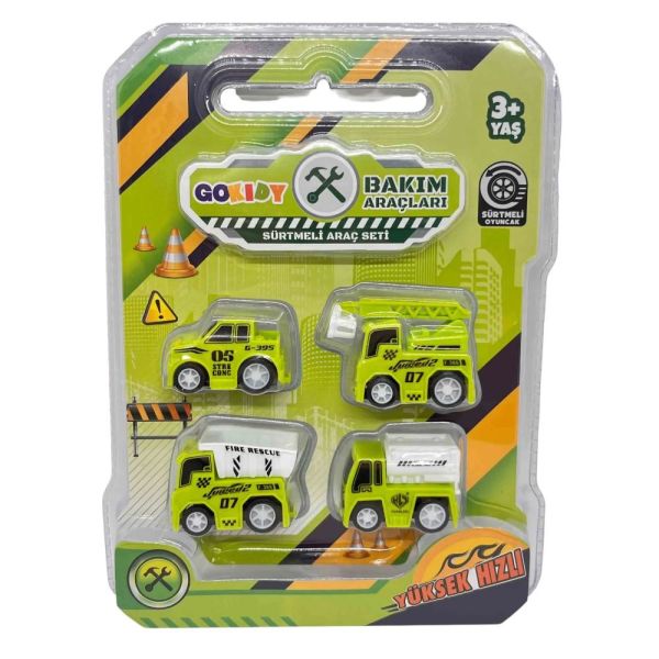 Sürtmeli Mini Araçlar 4'lü Set