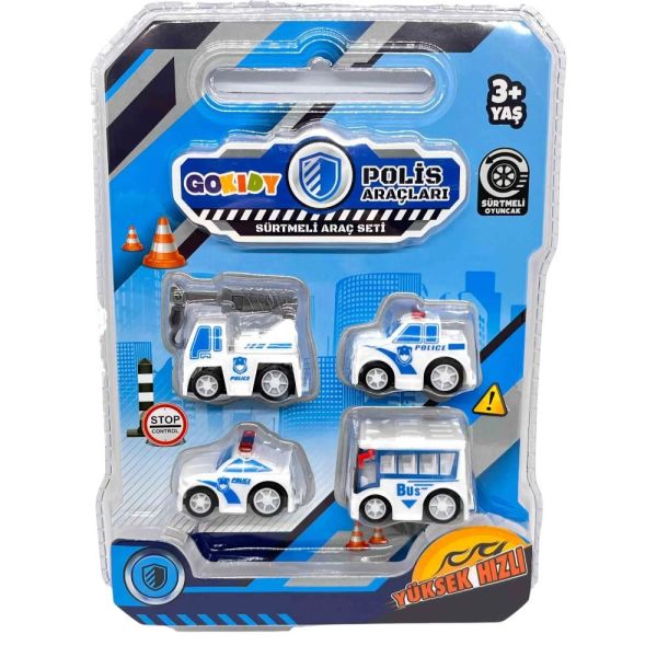 Sürtmeli Mini Araçlar 4'lü Set