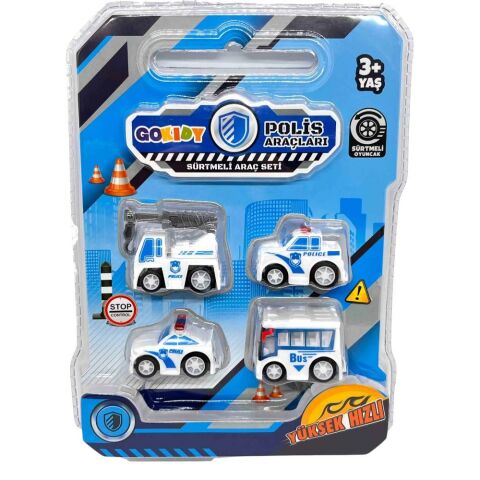 Sürtmeli Mini Araçlar 4'lü Set