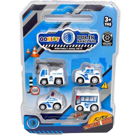 Sürtmeli Mini Araçlar 4'lü Set