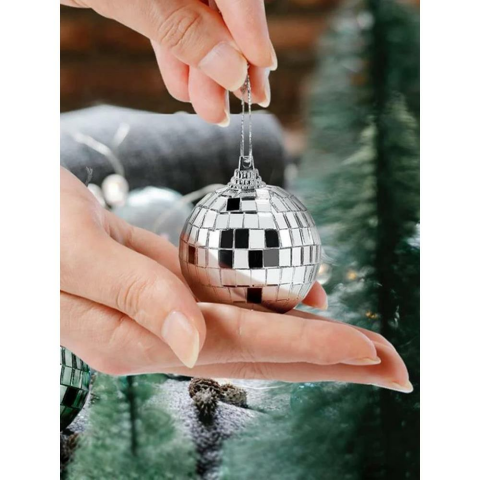 Yılbaşı Topları Aynalı Disko Topu Çam Ağacı Süsleri Gümüş 6 cm 6'lı