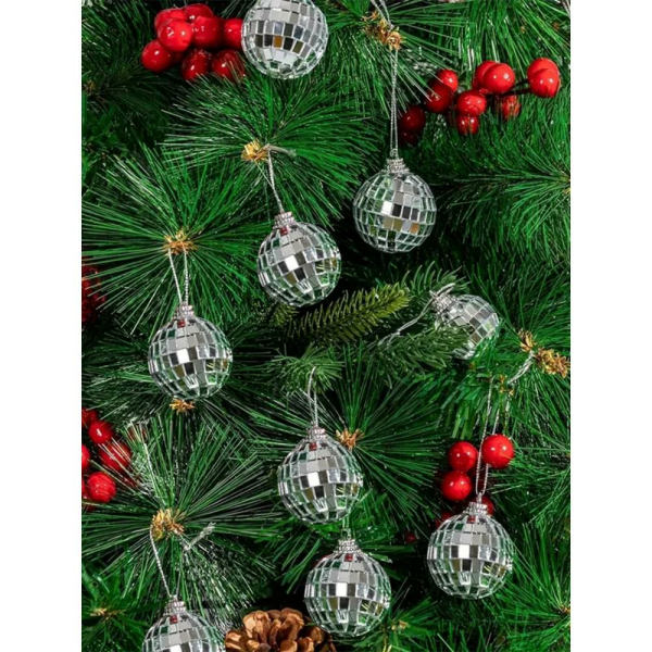 Yılbaşı Topları Aynalı Disko Topu Çam Ağacı Süsleri Gümüş 6 cm 6'lı