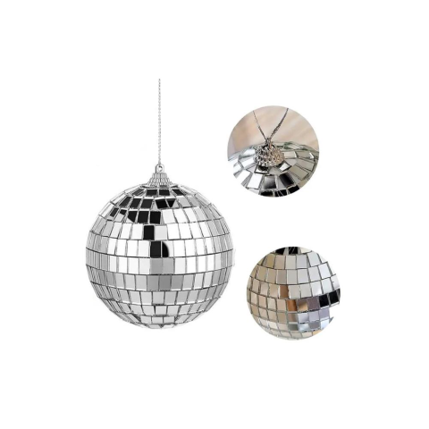 Yılbaşı Topları Aynalı Disko Topu Çam Ağacı Süsü Gümüş 10 cm