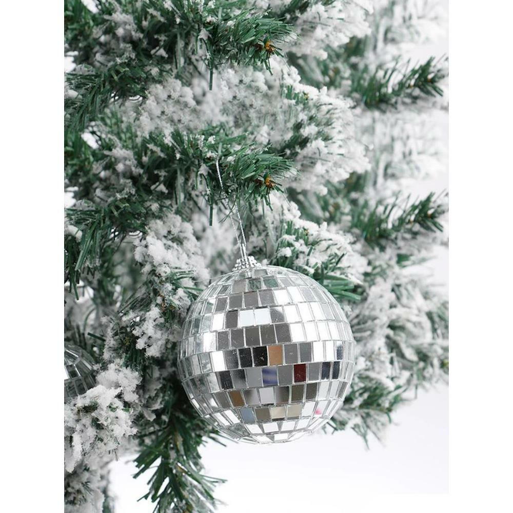 Yılbaşı Topları Aynalı Disko Topu Çam Ağacı Süsü Gümüş 10 cm