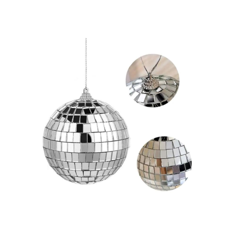 Yılbaşı Topları Aynalı Disko Topu Çam Ağacı Süsü Gümüş 15 cm