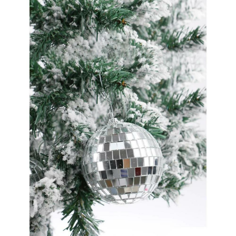 Yılbaşı Topları Aynalı Disko Topu Çam Ağacı Süsü Gümüş 15 cm