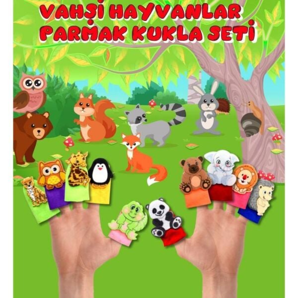 10 Parça Vahşi Hayvanlar Parmak Kukla Set