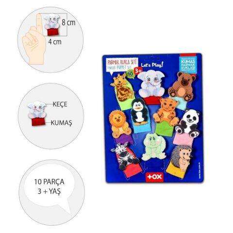 10 Parça Vahşi Hayvanlar Parmak Kukla Set