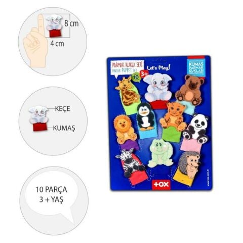 10 Parça Vahşi Hayvanlar Parmak Kukla Set