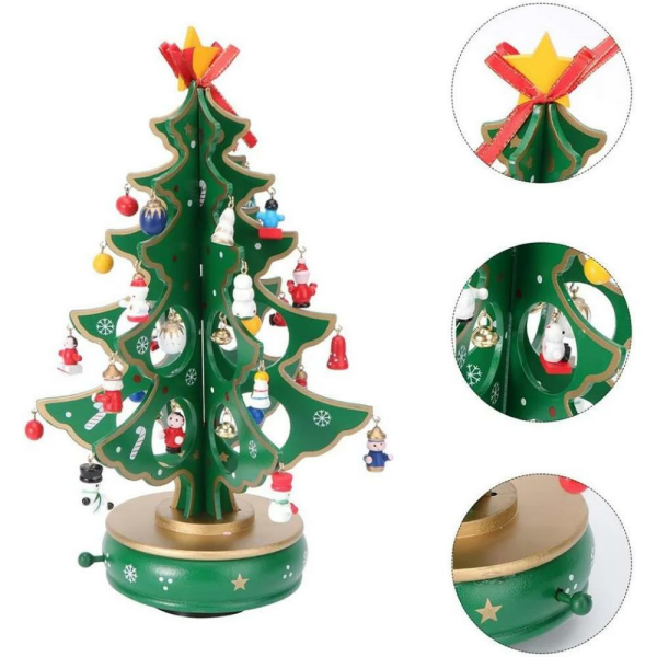 Yılbaşı Hediyelik Dekor Süsü Dekoratif Hareketli Ağaç Müzik Kutusu 25 cm