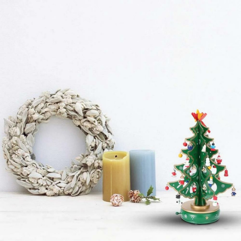 Yılbaşı Hediyelik Dekor Süsü Dekoratif Hareketli Ağaç Müzik Kutusu 25 cm