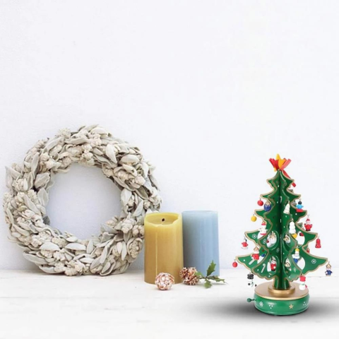 Yılbaşı Hediyelik Dekor Süsü Dekoratif Hareketli Ağaç Müzik Kutusu 25 cm