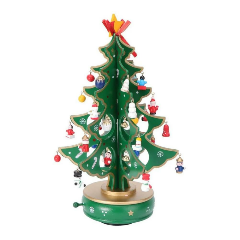 Yılbaşı Hediyelik Dekor Süsü Dekoratif Hareketli Ağaç Müzik Kutusu 25 cm