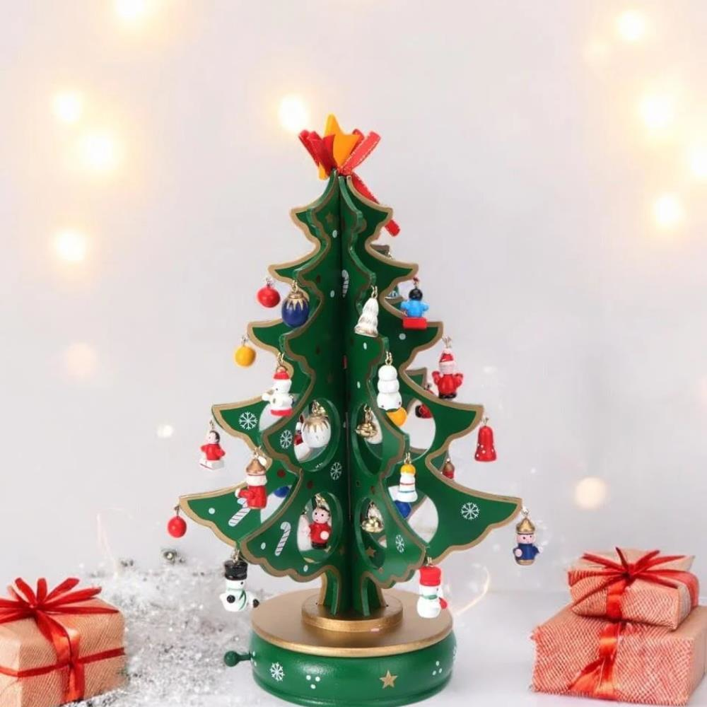 Yılbaşı Hediyelik Dekor Süsü Dekoratif Hareketli Ağaç Müzik Kutusu 25 cm