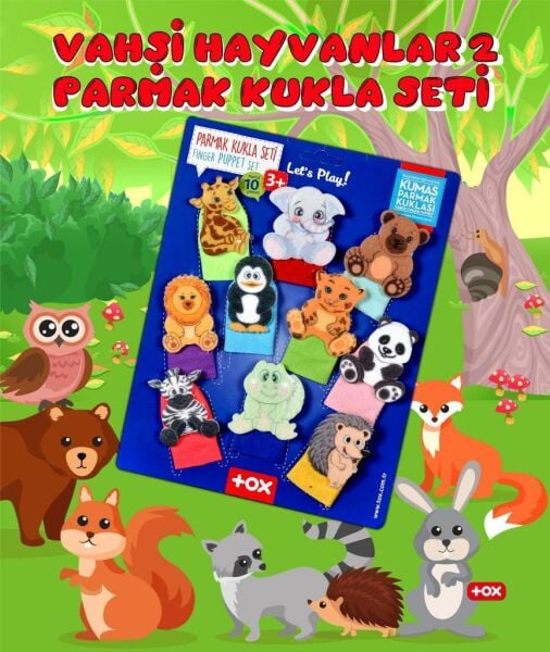 10 Parça Vahşi Hayvanlar Parmak Kukla Set