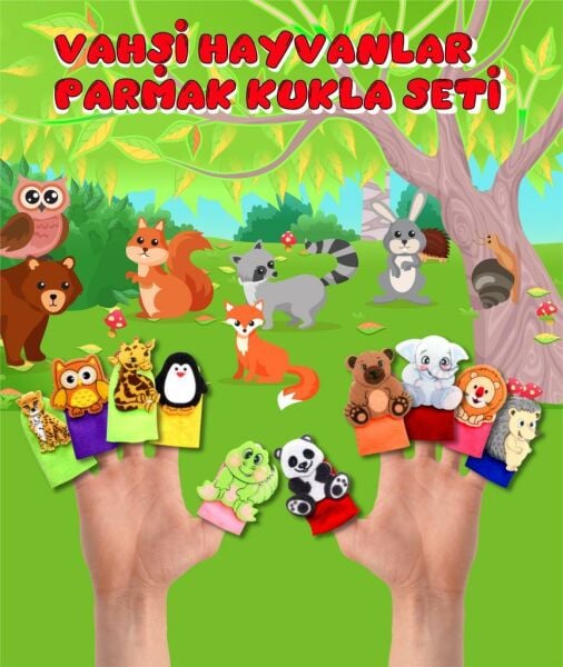 10 Parça Vahşi Hayvanlar Parmak Kukla Set
