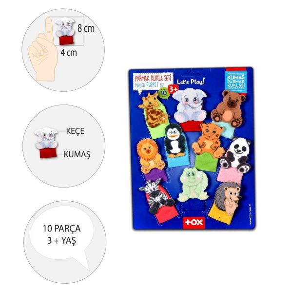10 Parça Vahşi Hayvanlar Parmak Kukla Set