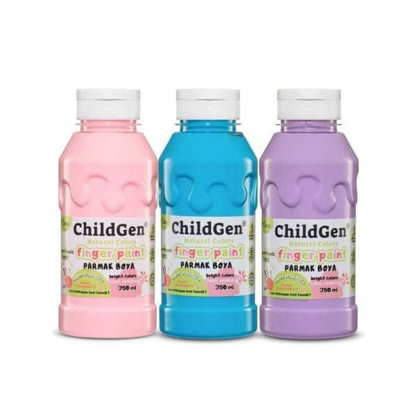 Süper Yıkanabilir Parmak Boya 350 ml x 3 Renk Pastel (Pembe, Mavi, Mor)