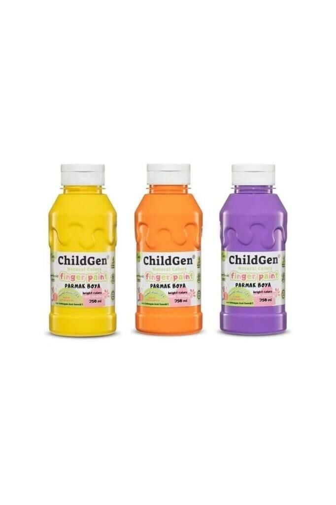 ChildGen Naturel Colors - Parmak Boyası Canlı Renkler 3'lü Set 350ml Turuncu-sarı-mor