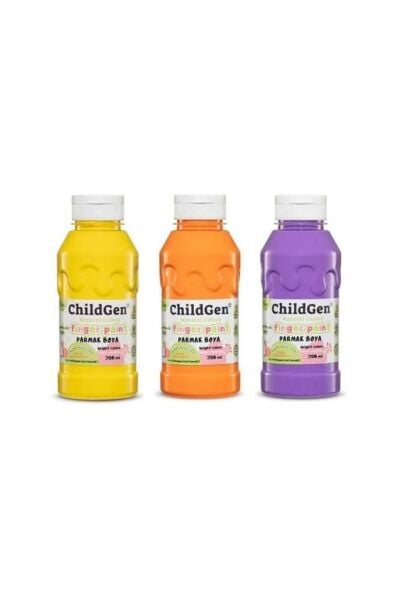 ChildGen Naturel Colors - Parmak Boyası Canlı Renkler 3'lü Set 350ml Turuncu-sarı-mor