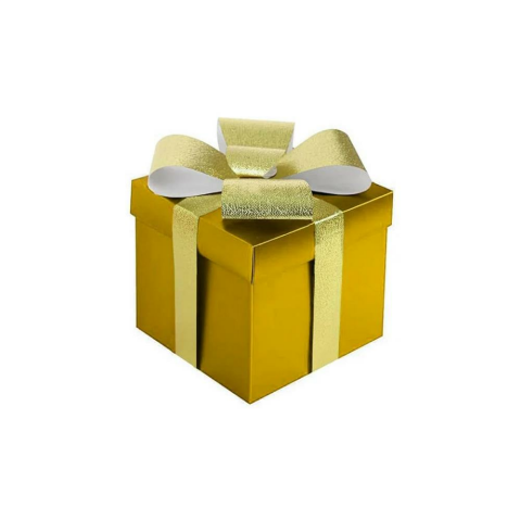 Yılbaşı Hediye Kutusu Gold Kurdeleli Altın 25 cm