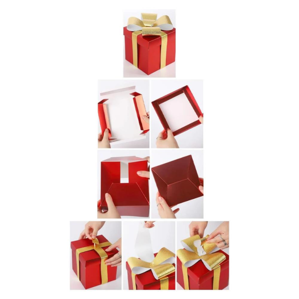 Yılbaşı Hediye Kutusu Gold Kurdeleli Altın 25 cm