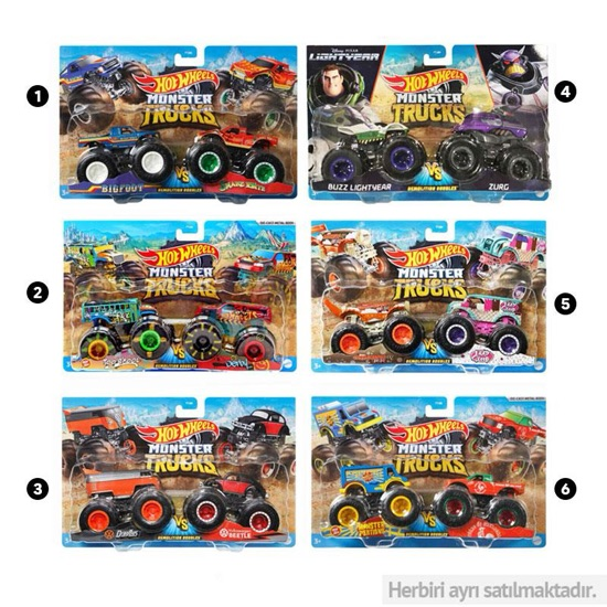 Monster Trucks 1:64 Ölçek 2'li Paketler Fyj64
