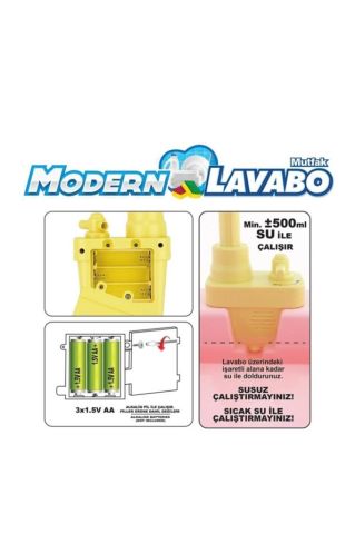 Pilli Modern Mutfak Lavabo Seti Mavi 25 Parça