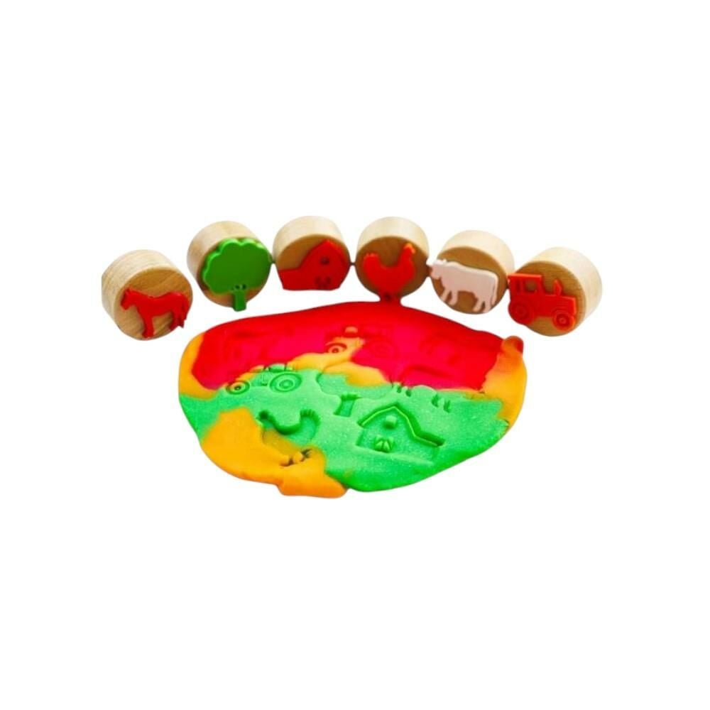 ChildGen Play Dough Childgen Ahşap Damga Set 6'lı - Çiftlik