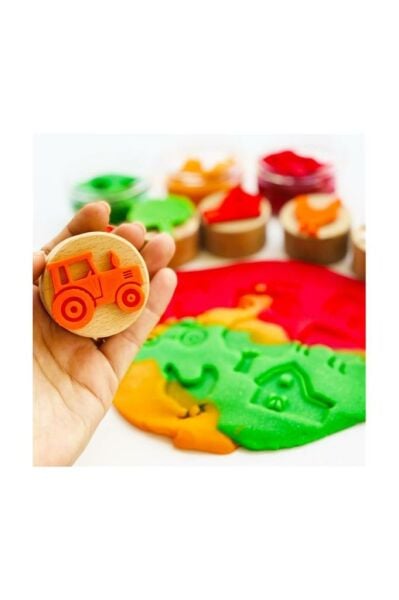 ChildGen Play Dough Childgen Ahşap Damga Set 6lı - Çiftlik