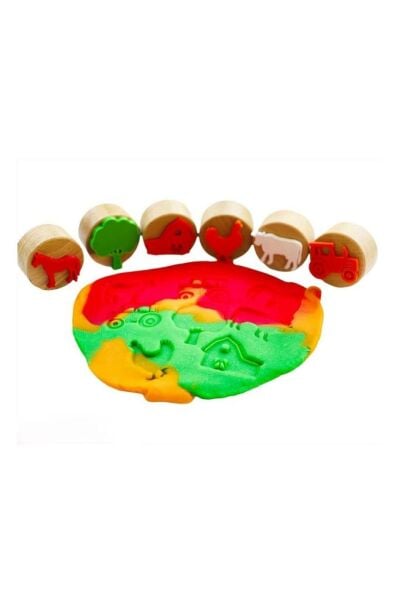 ChildGen Play Dough Childgen Ahşap Damga Set 6lı - Çiftlik