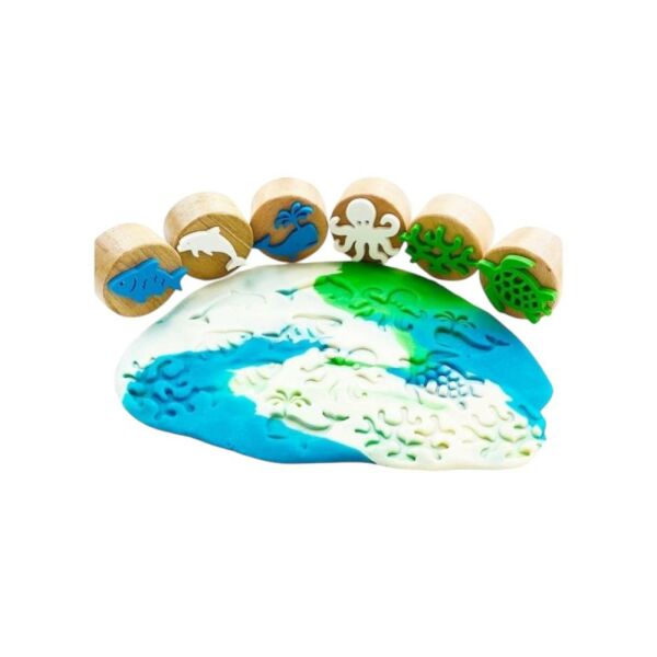 ChildGen Play Dough Childgen Ahşap Damga Set 6'lı - Deniz Canlıları