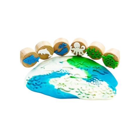 ChildGen Play Dough Childgen Ahşap Damga Set 6'lı - Deniz Canlıları