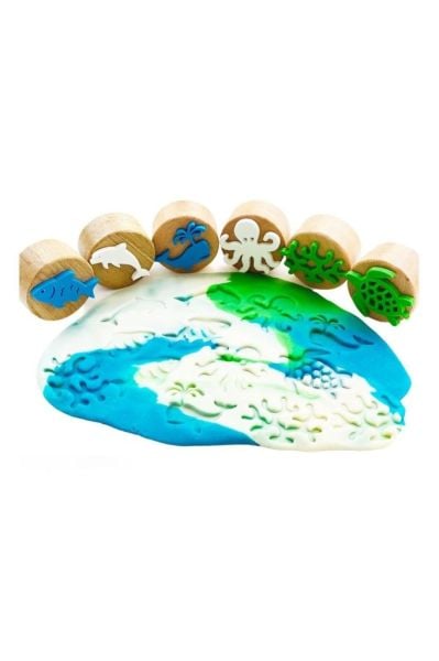 ChildGen Play Dough Childgen Ahşap Damga Set 6lı - Deniz Canlıları