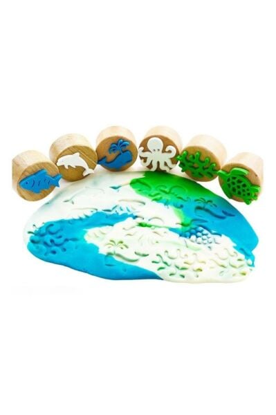 ChildGen Play Dough Childgen Ahşap Damga Set 6'lı - Deniz Canlıları