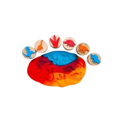 ChildGen Play Dough Childgen Ahşap Damga Set 6'lı - Dinozorlar