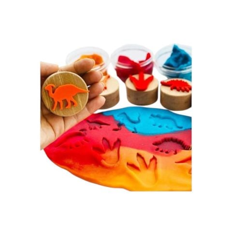 ChildGen Play Dough Childgen Ahşap Damga Set 6'lı - Dinozorlar